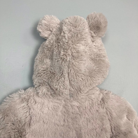 MUD Pie Size Soft Silky Gray Teddy Bear Snowsuit Wooden Buttons Size 0-6 mos - Picture 9 of 12